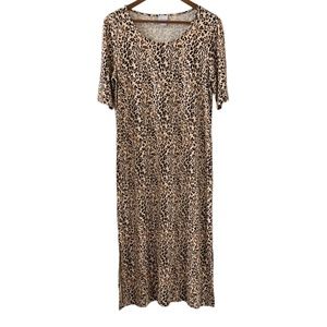 Chico's Leopard Print Short Sleeve Midi Dress Size M